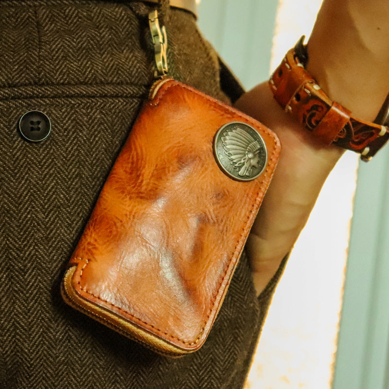 Genuine Vegetable Tanned Leather Key Pouch for Men