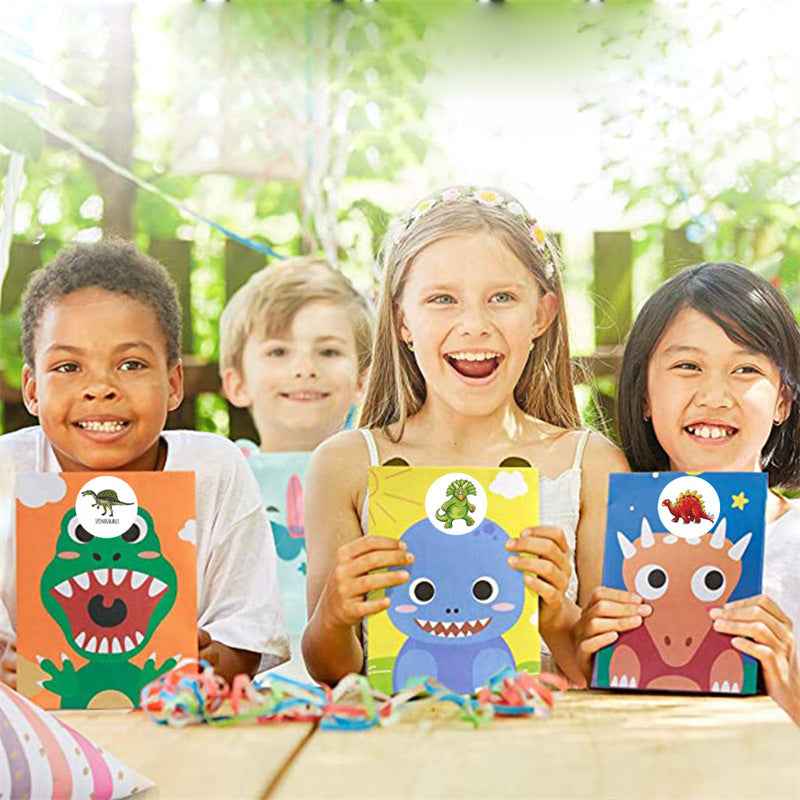 1500pcs Cartoon Dinosaur Stickers 3 Rolls,1 inch