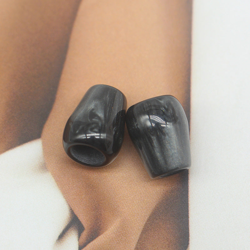 Pearlescent Resin Kord-Endkappen mit großem Loch, schwarz-dunkel, 2 Stück
