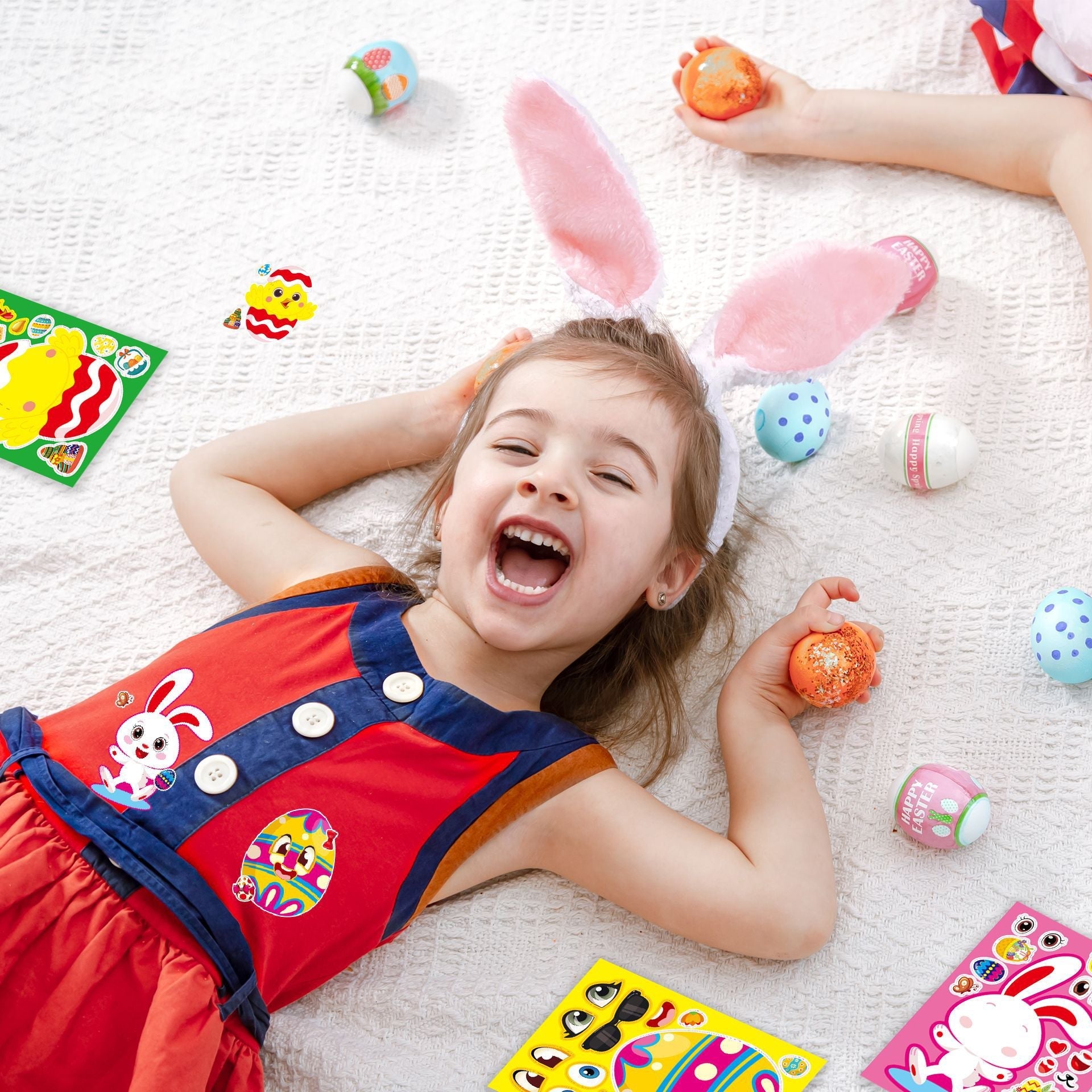 Make a Face Cartoon Easter Rabbit DIY Stickers for Kids 24 Sheets