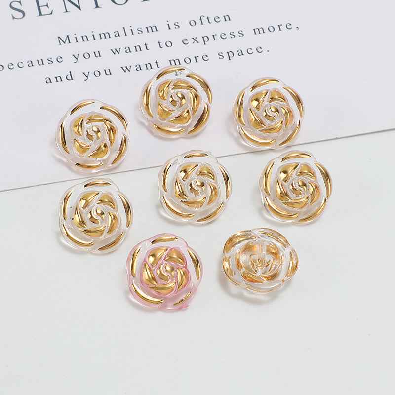 12.5mm acrylic rose buttons in mixed candy colors, iridescent swirl design