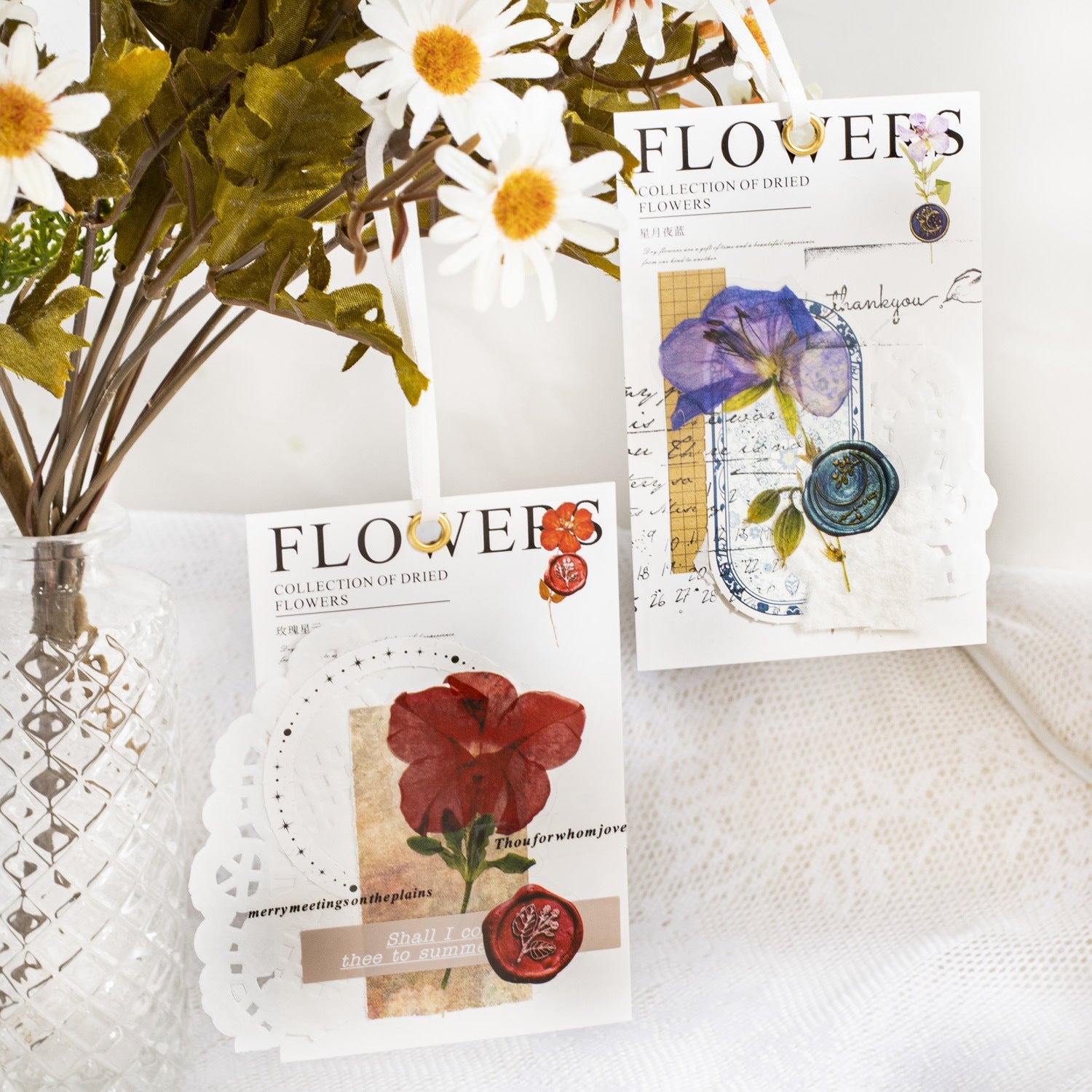 320-Piece Vintage Botanicals PET Sticker Pressed Flower & Wax Seal