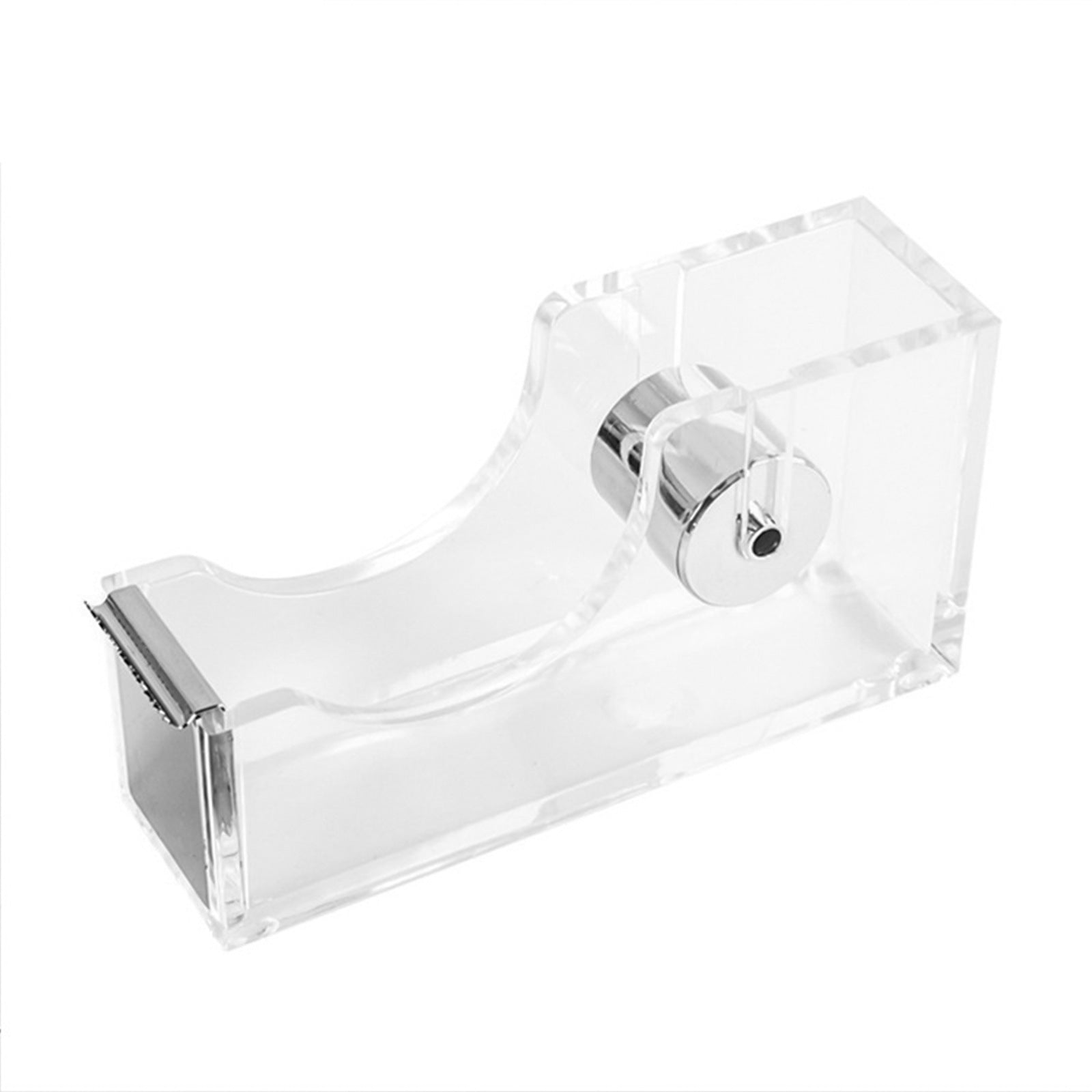 Office Transparent Acrylic Tape Dispenser Silver