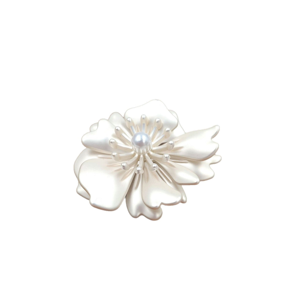 Large camellia pearl button, silver frosted gold center, 44mm (10 pcs)