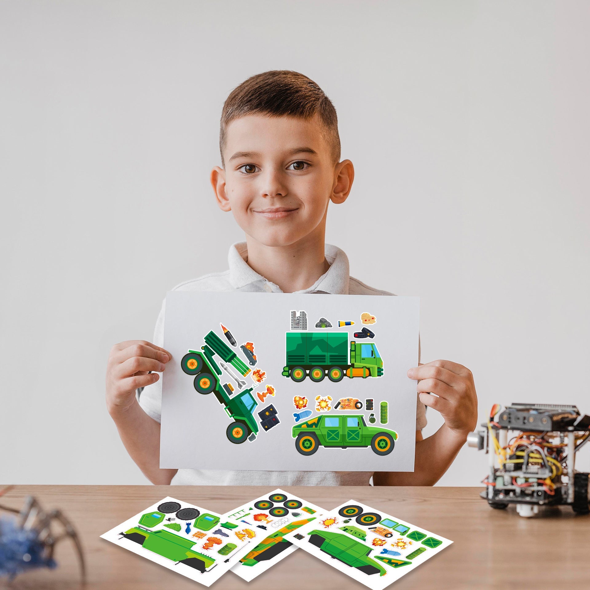 Make a Face Military Truck Tank Stickers for Kids 24 Sheets