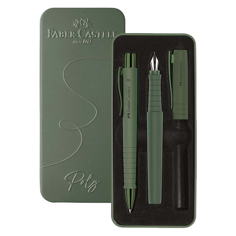 Faber-Castell Poly Pen Fountain and Ballpoint Pen Gift Set Dark Green