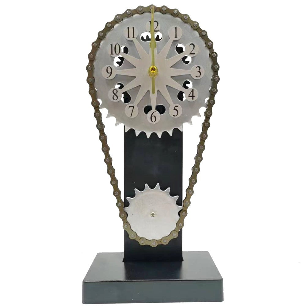 Vintage Rotating Gear Steampunk Clock Grey