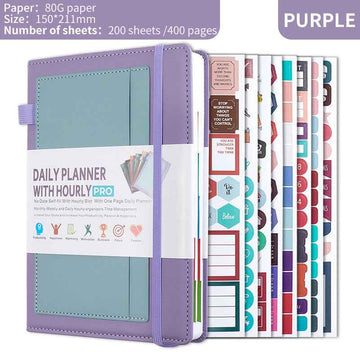 Daily Planner with Hourly PRO Schedule & to-do List – A5 Purple