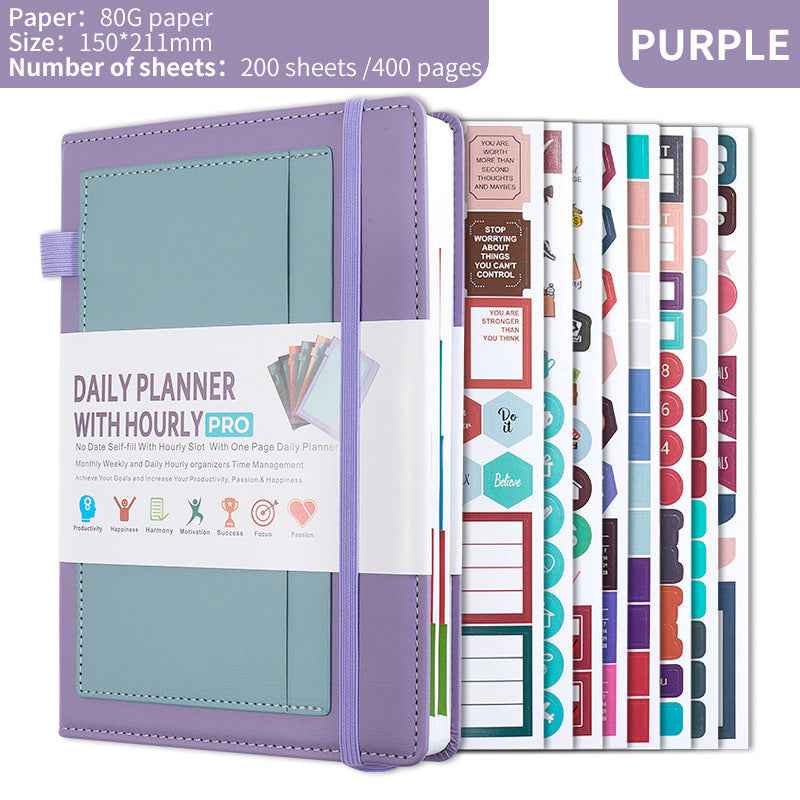 Daily Planner with Hourly PRO Schedule & to-do List – A5 Purple