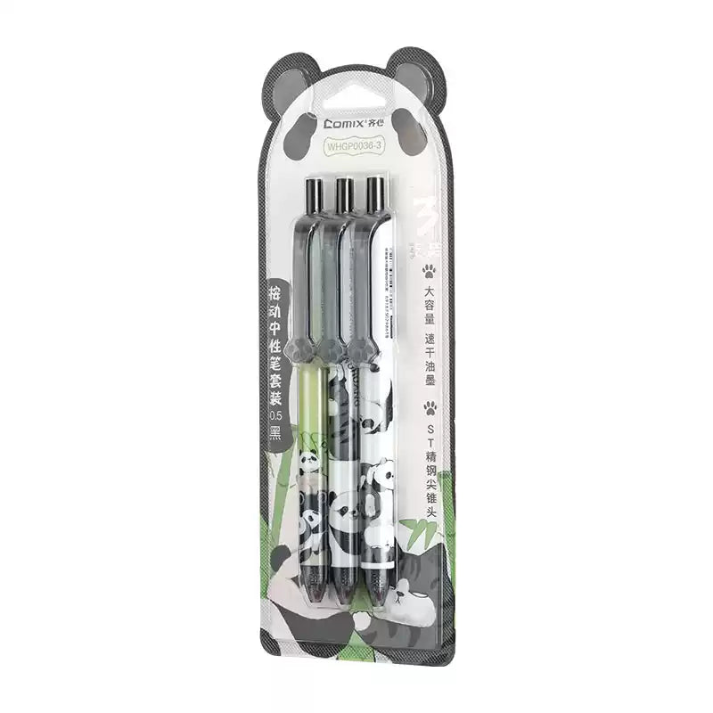 Comix Cat & Bear Gel Pens – 6-Pack 0.5mm Black Ink for School Writing