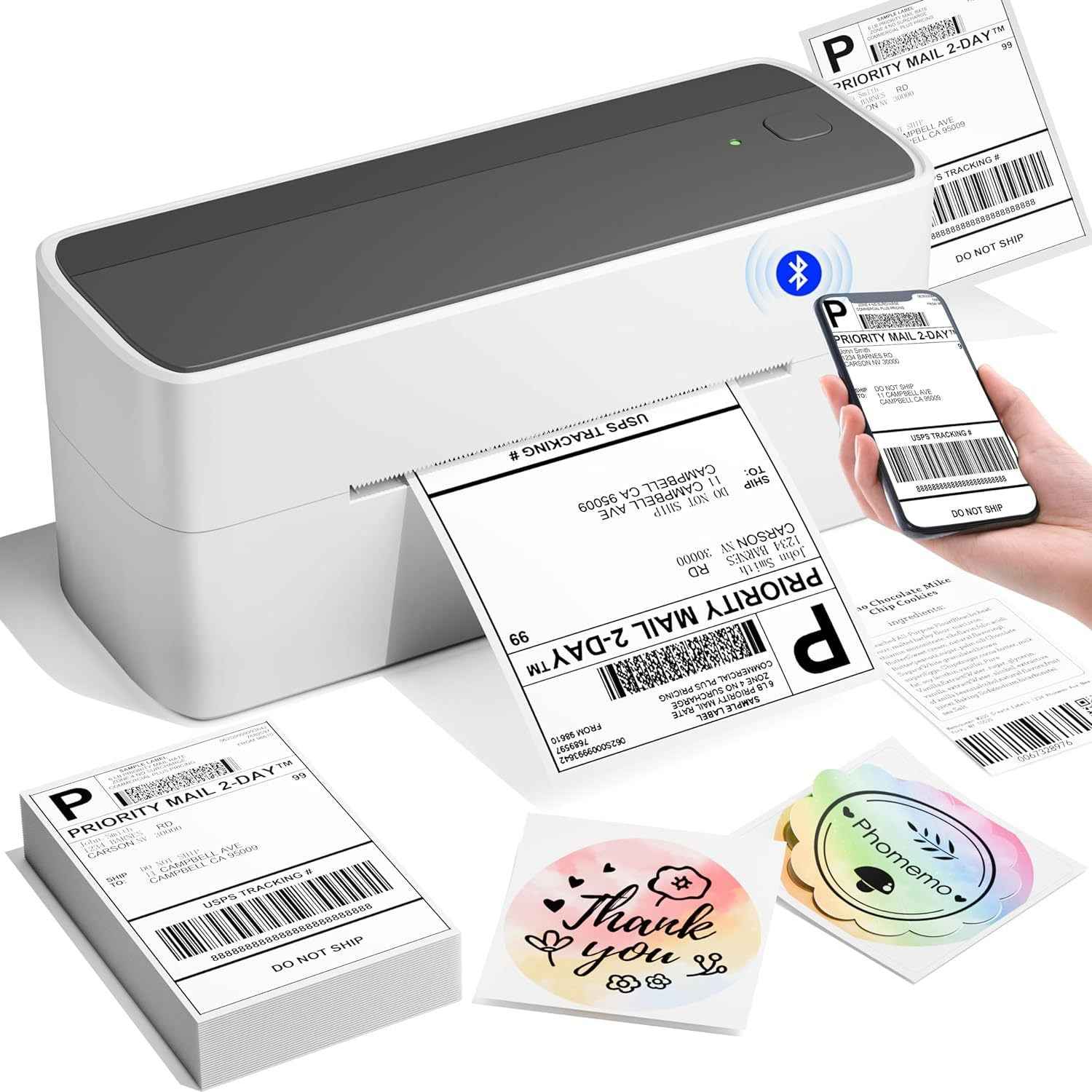 Phomemo 241BT Bluetooth Thermal Label Shipping Printer 4x6 Black