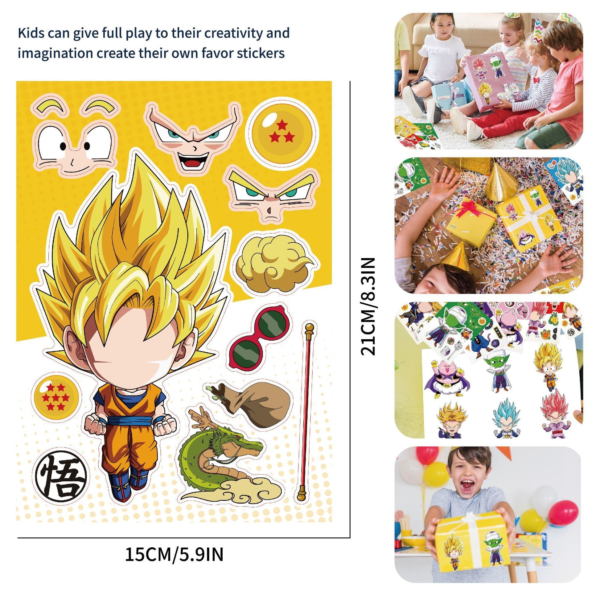 Make a Face Dragon Ball Q Anime Stickers for Kids 32 Sheets