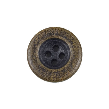 Dark brown round concave 4-hole wooden button, single piece