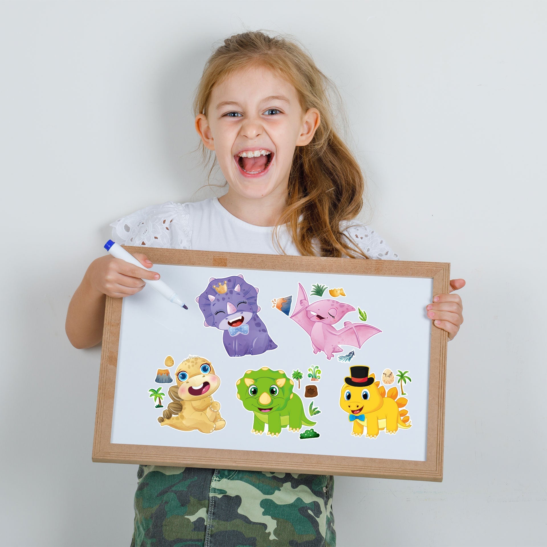 24 Sheets Make a Face Dinosaur Stickers