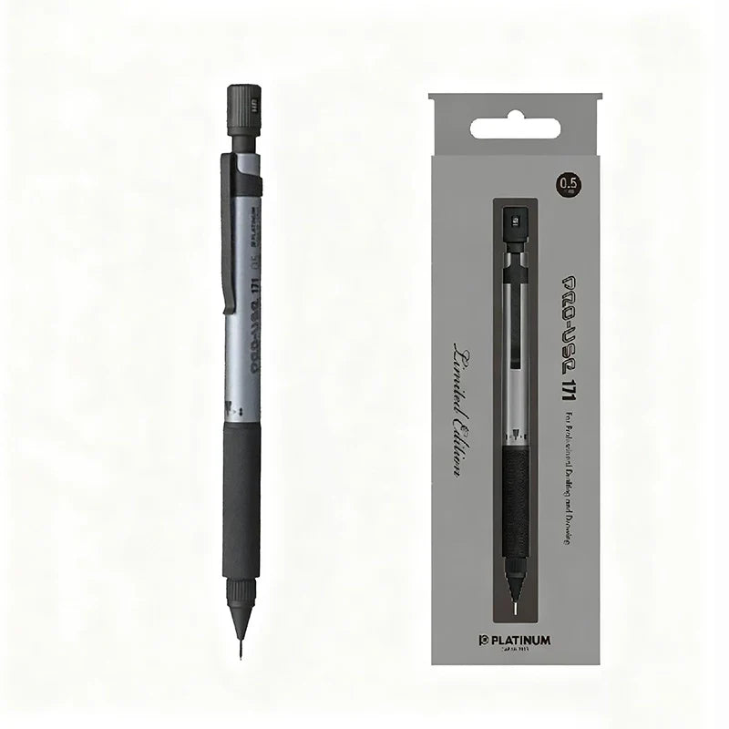 Platinum PRO-USE 171 Mechanical Pencil 0.5mm – MSDA-3500B Limited Edition | Frost Gold / Frost Silver | Professional Drafting & Sketching Fog Silver