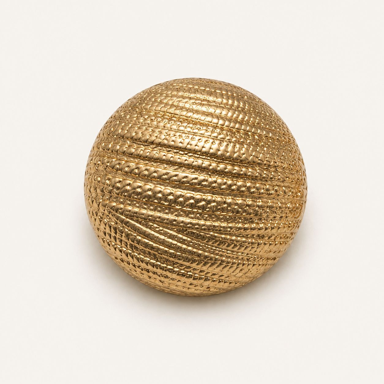 Gold mesh round shank button with spherical woven texture