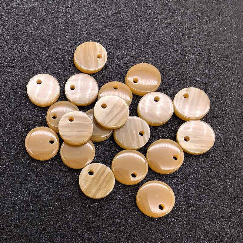Round single-hole resin decorative buttons, 18L (11.5mm); light beige/cream round discs with holes
