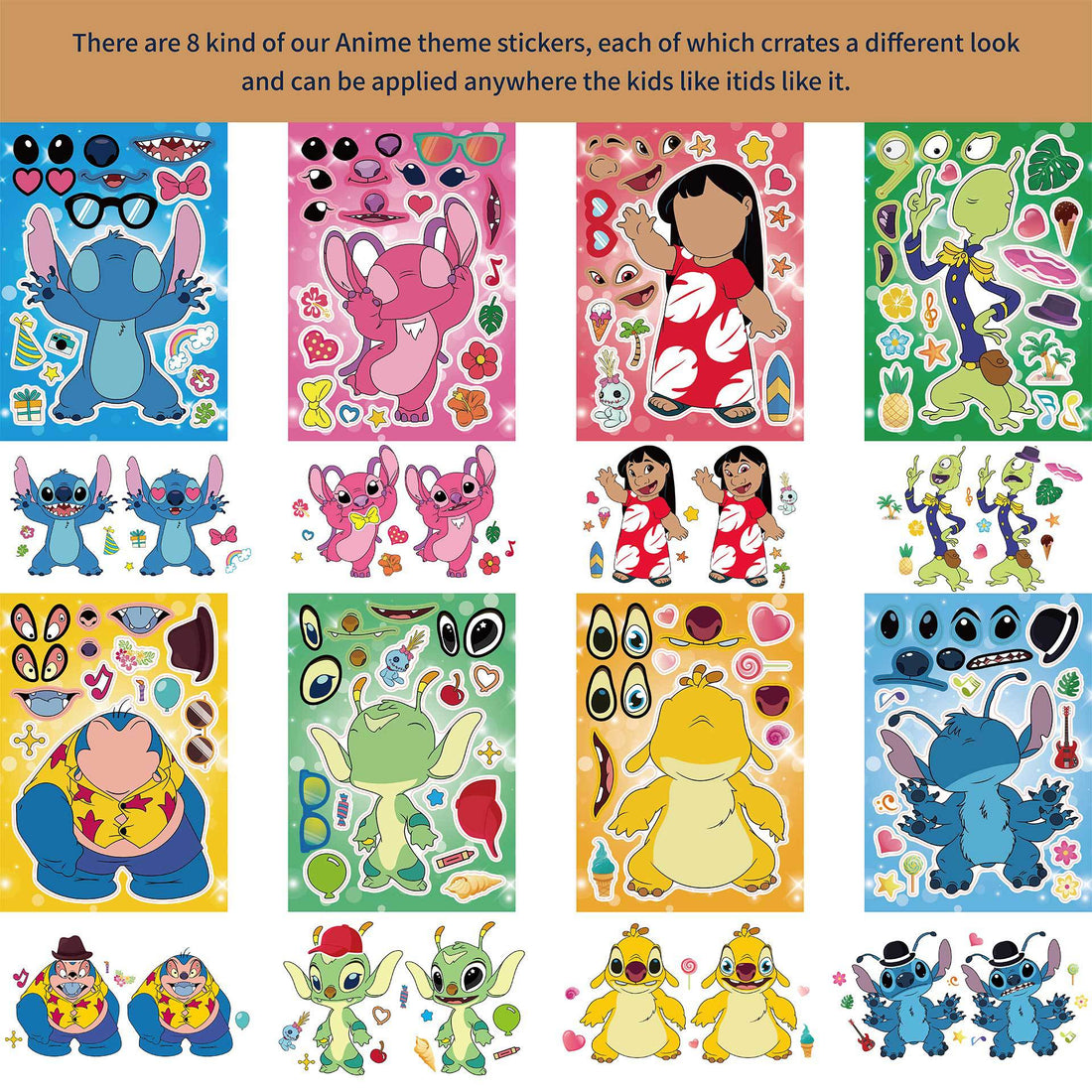 Make a Face Lilo & Stitch Stickers for Kids 32 Sheets
