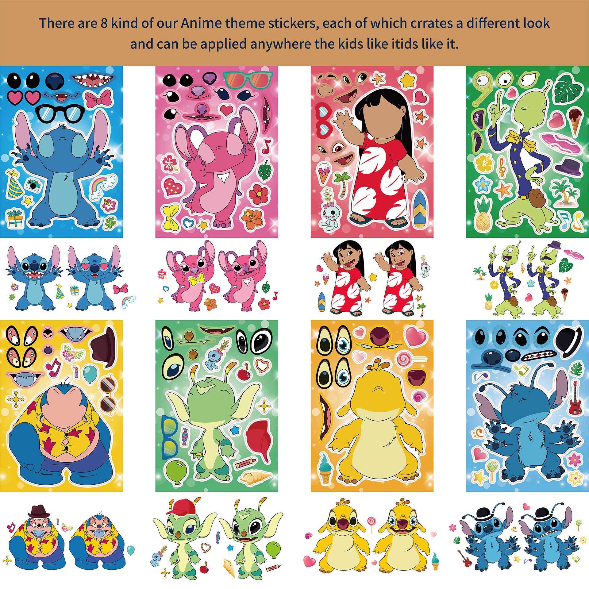 Make a Face Lilo & Stitch Stickers for Kids 32 Sheets