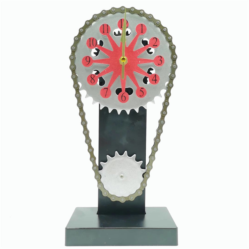 Vintage Rotating Gear Steampunk Clock Red