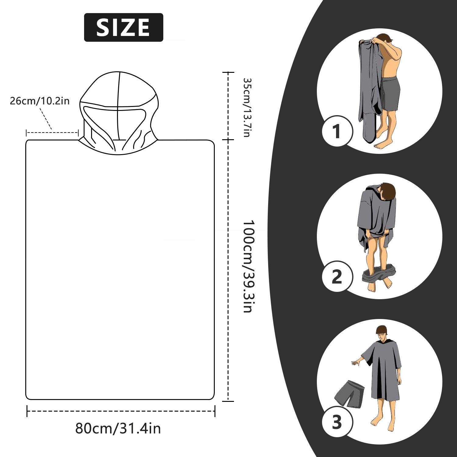 Women's Quick-Dry Wearable Beach Towel Poncho – 80 x 135cm