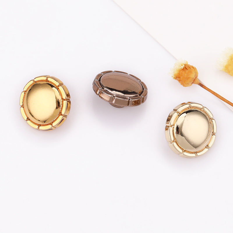 Domed round metal shirt buttons, tea gold & gold, set of 30, 11.5mm