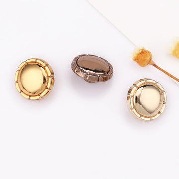 Domed round metal shirt buttons, tea gold & gold, set of 30, 11.5mm