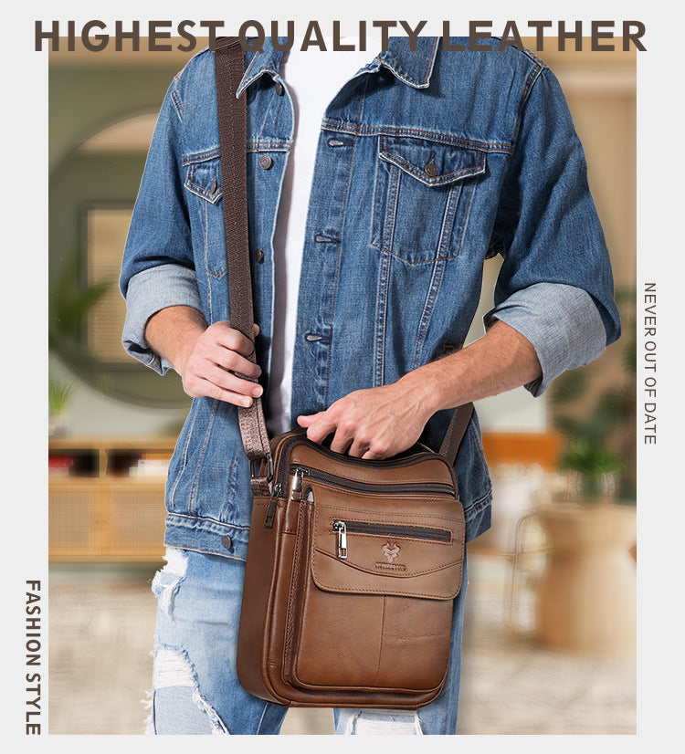 Genuine Leather Men's Crossbody Shoulder Bag