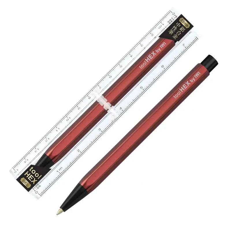 IWI toolHEX Aluminum Click Pen – 0.5mm Hexagonal Barrel with Scales Dark Red