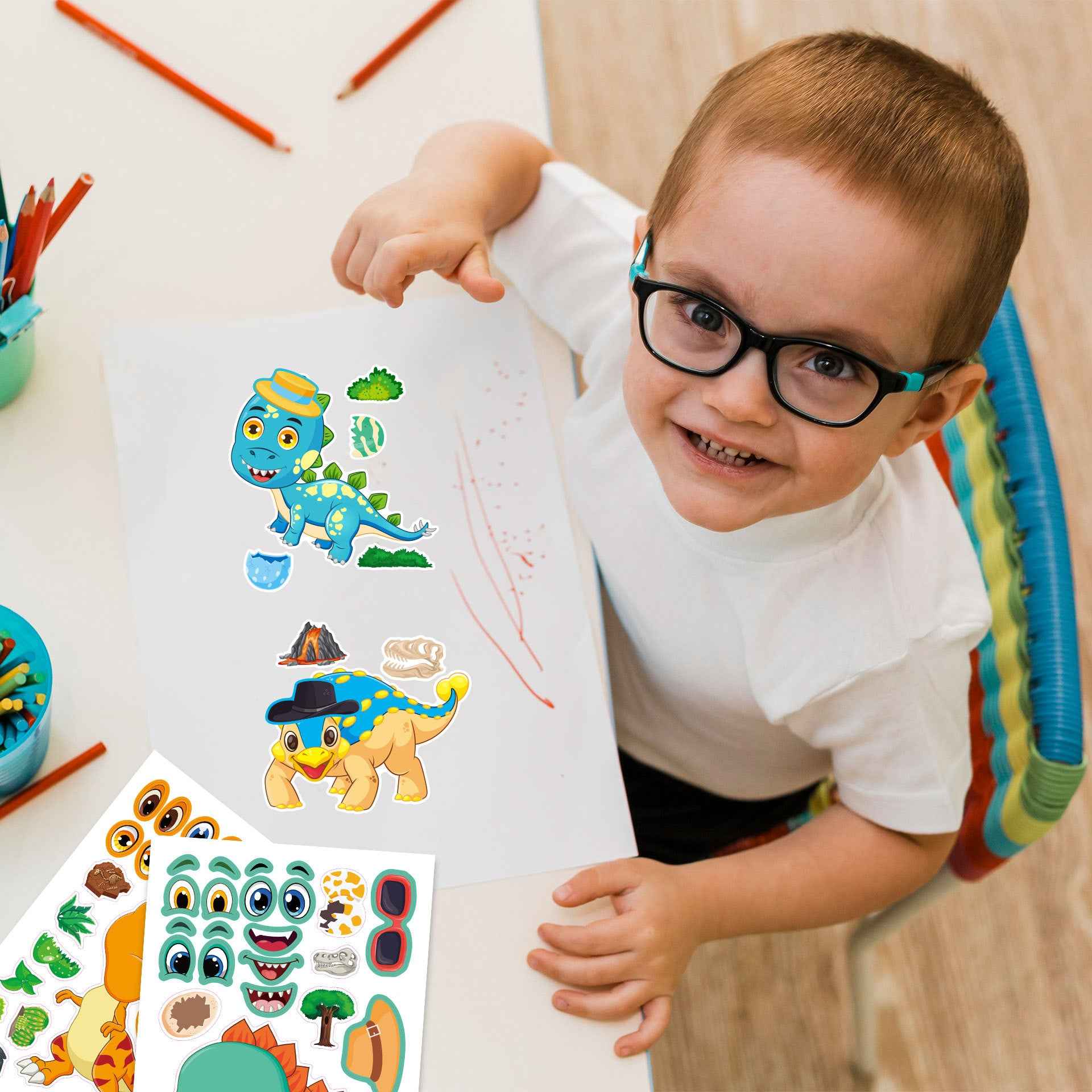 Make a Face Tyrannosaurus Rex Stickers for Kids 32 Sheets