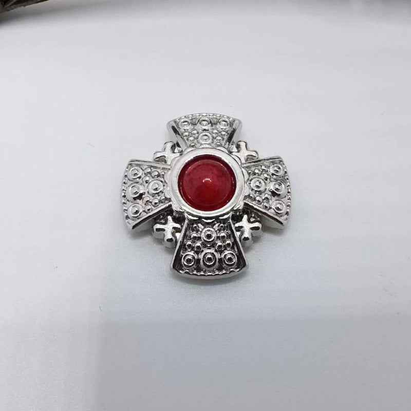 20MM Punk belt cross rivet stud, zinc alloy, red round center