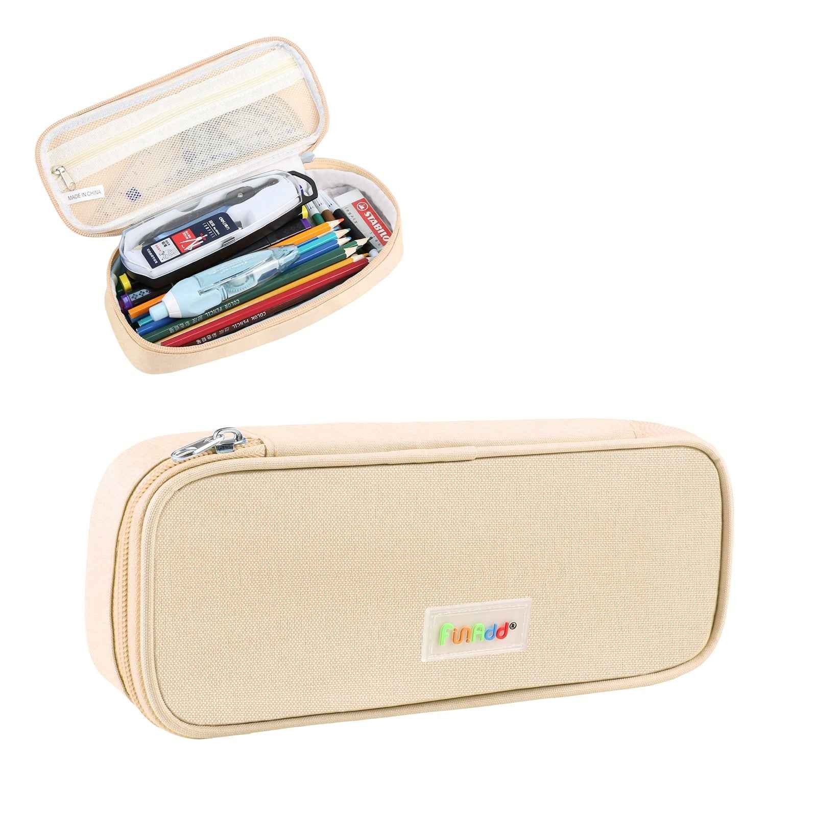 AddFun Large Capacity Pen Case,Pencil Pouch with Zipper Yellow