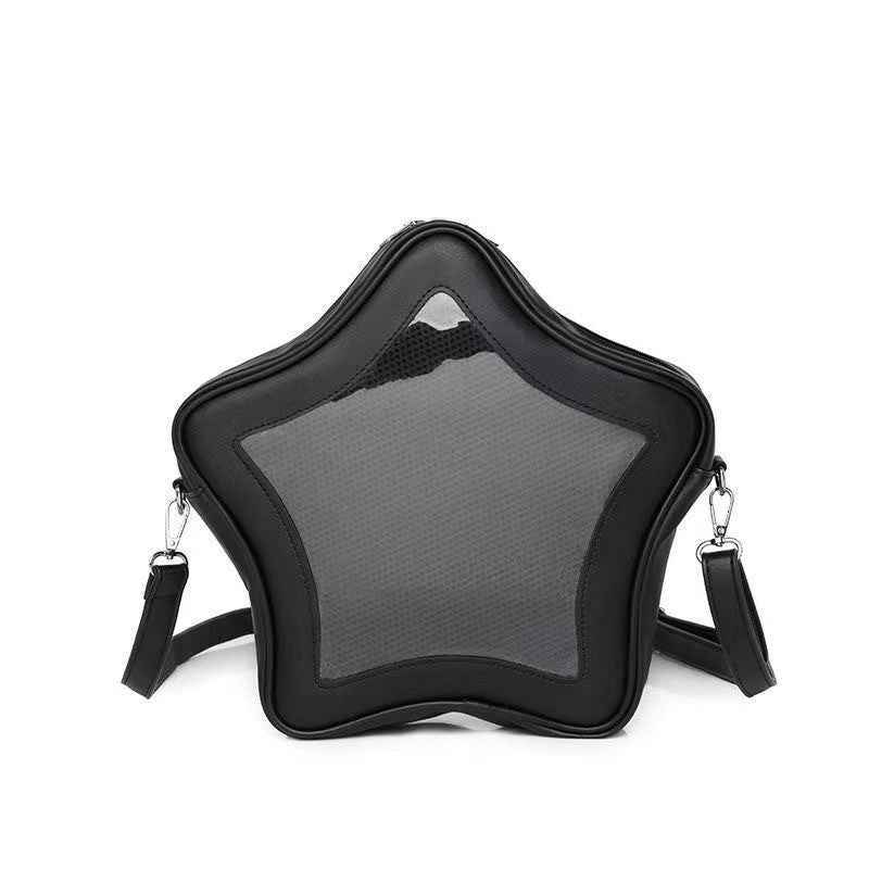 Star Shape Ita Bag Y2K Pins Display PU Leather Backpack White