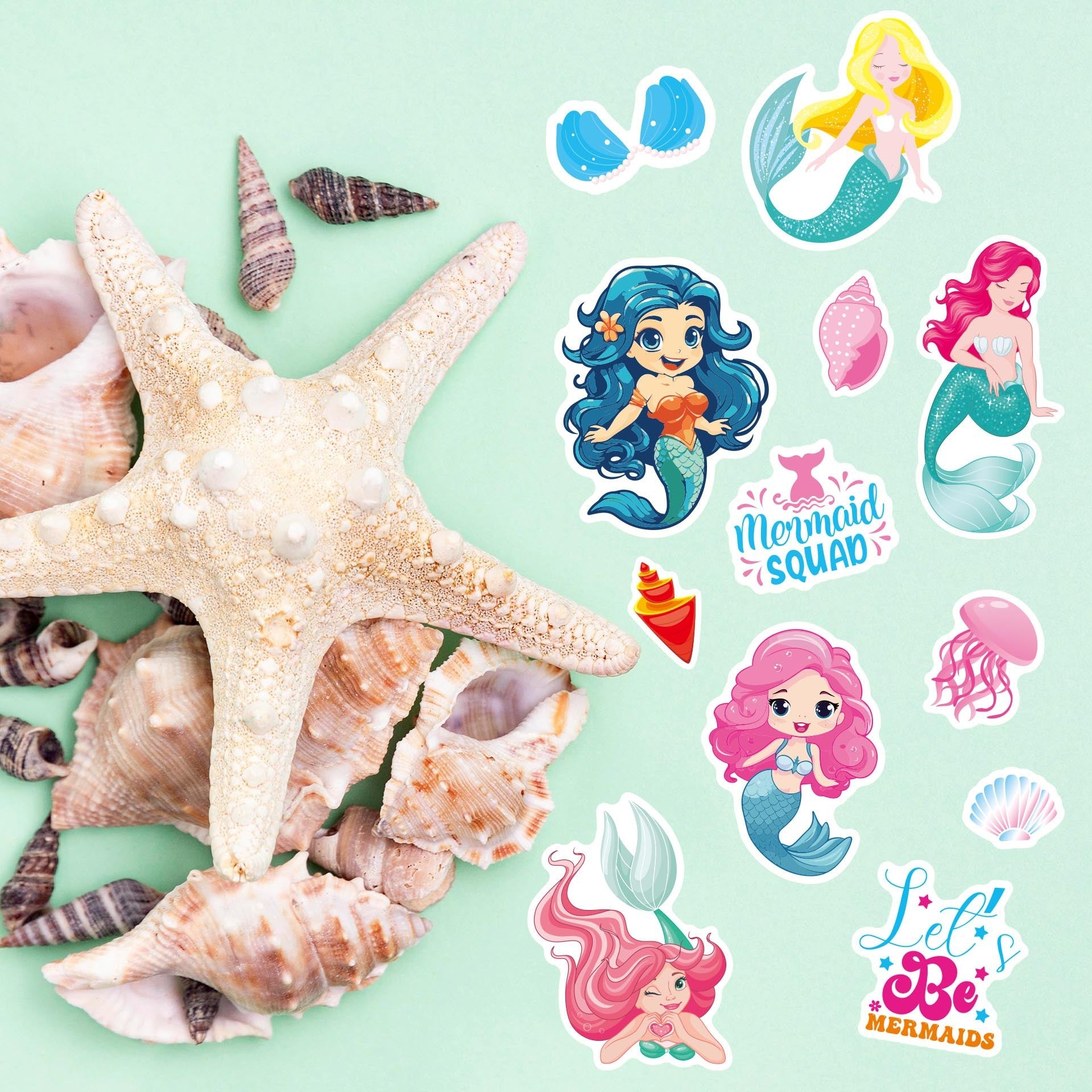 Make a Face Mermaid Squad Stickers for Kids 24 Sheets