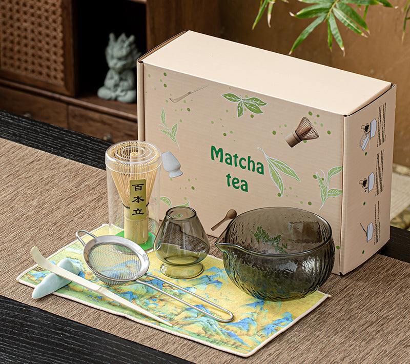 Japanese Glass Matcha Tool Set | 7-Piece Ceremonial Tea Kit
