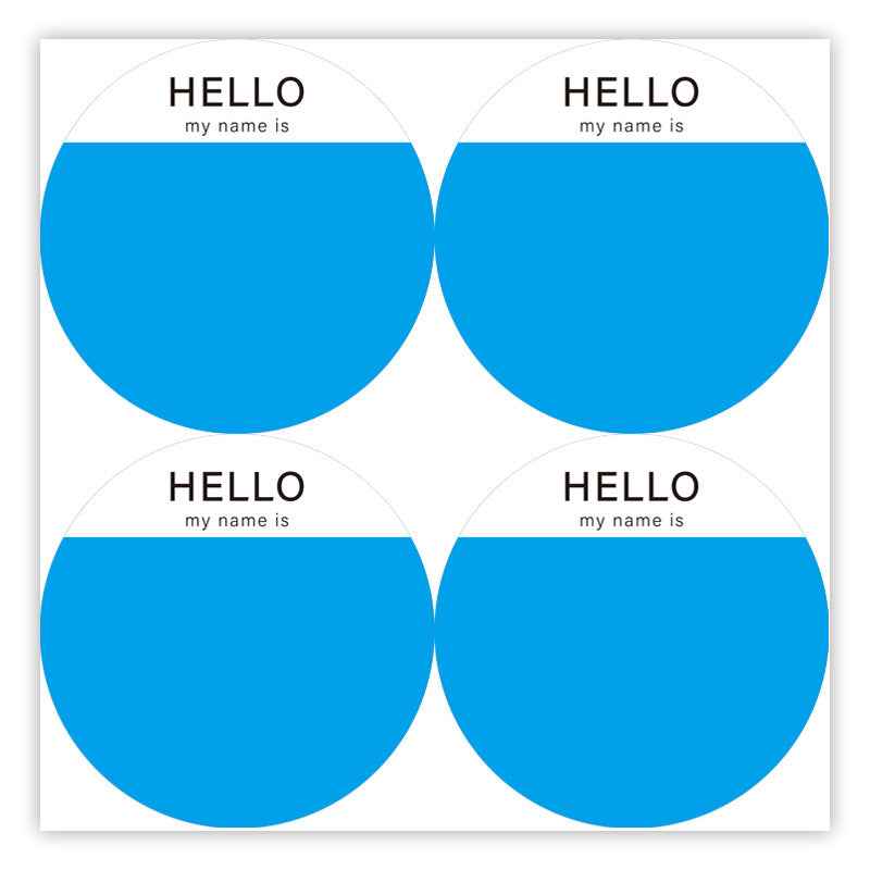 200Pcs Hello Name Tags Hello My Name is Stickers 8cm Round Blue