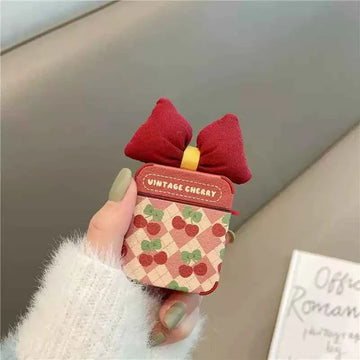 Cherry Bow Quilted Plastic AirPods Case A