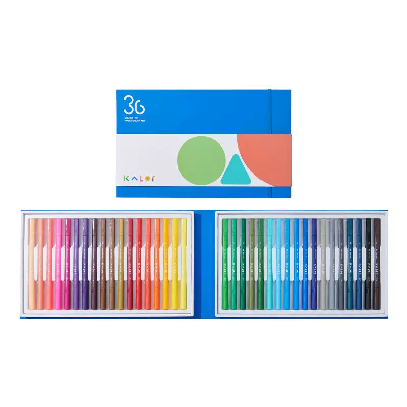KALOR 36/100 Dual Tip Marker,Fineliner and Watercolor Brush Pens 100 Color