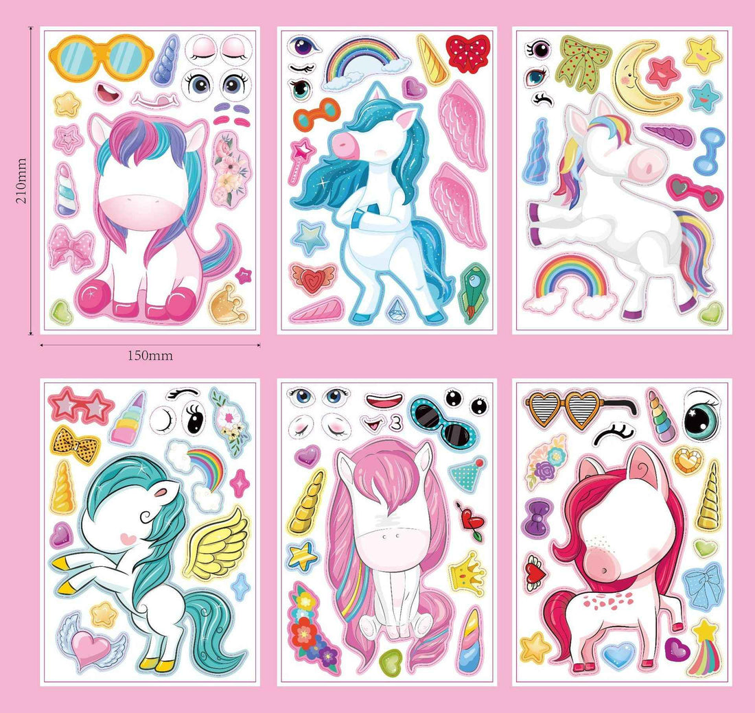 24 Sheets 8.27''×5.9'' Make Your Own Unicorn Stickers