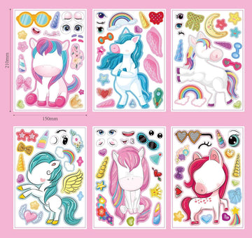 24 Sheets 8.27''×5.9'' Make Your Own Unicorn Stickers