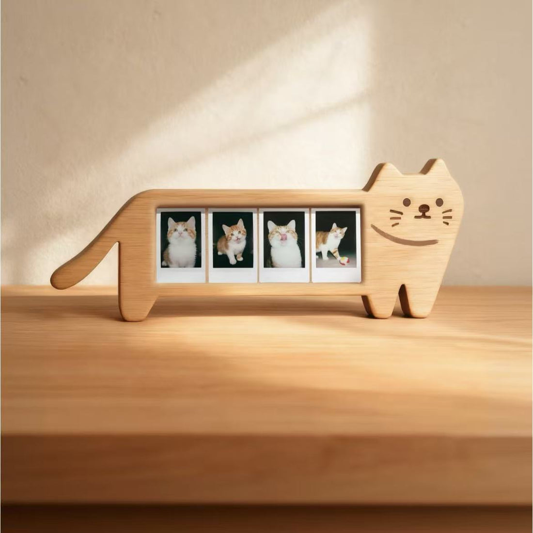 Cute Cat Wooden Photo Frame – Holds 4 x 3-Inch Photos A