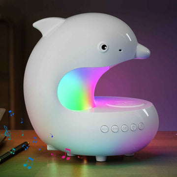 Dolphin Night Light with Wireless Charger & Bluetooth Speaker White