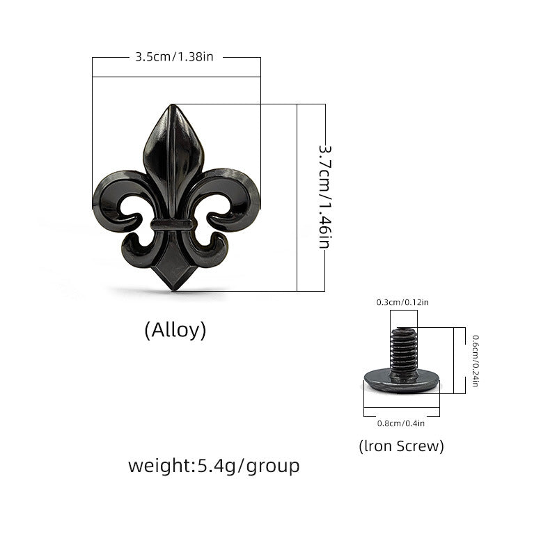 Screw rivet stud set, silberner Fleur-de-Lis Ornamente mit Schraubverschluss