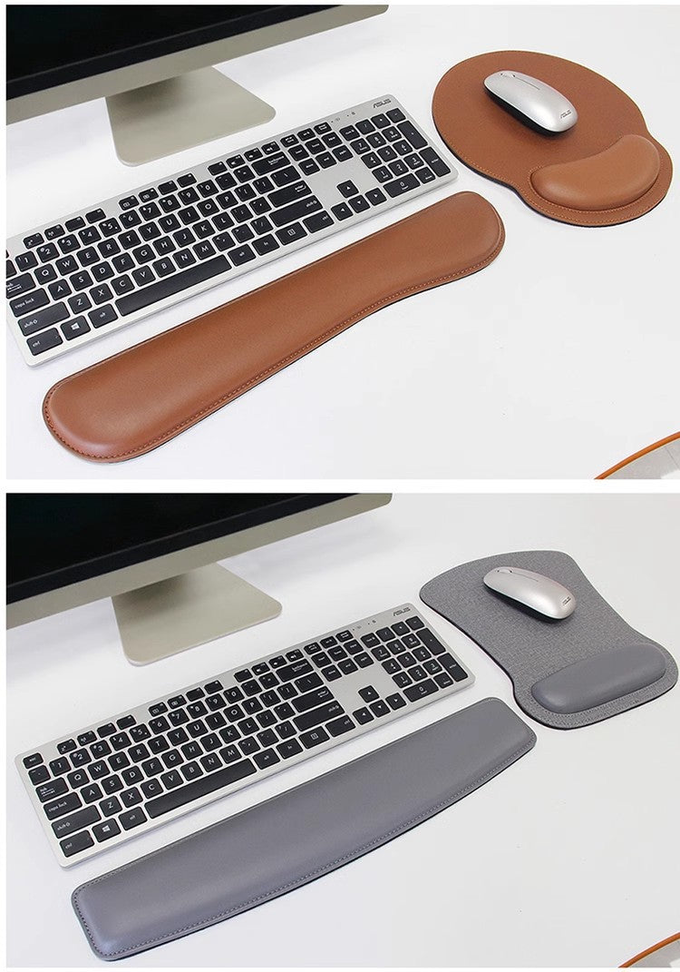 PU Leather Wrist Rest Mouse Pad & Keyboard Wrist Rest Set (2-Piece)