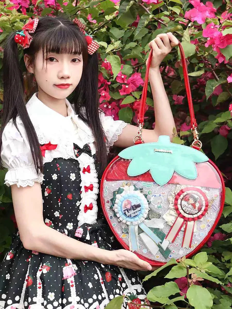 Strawberry Ita Bag A4 Size with Adjustable Shoulder Straps Red