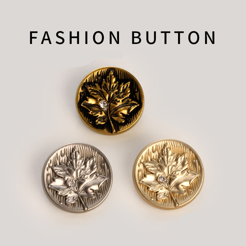 Maple Leaf Metal Sew-On Buttons for Coats & Cardigans, 20-Pack