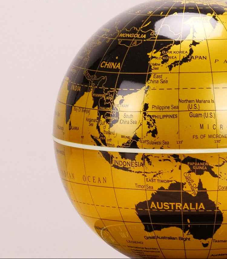 Levitating Globe with Clock Base Floating Golden Earth Sphere Lamp