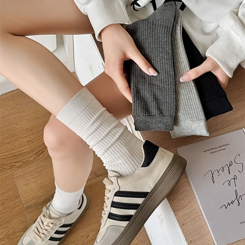 Women's Cotton Ruched Scrunchy Crew Socks| 6-Pack