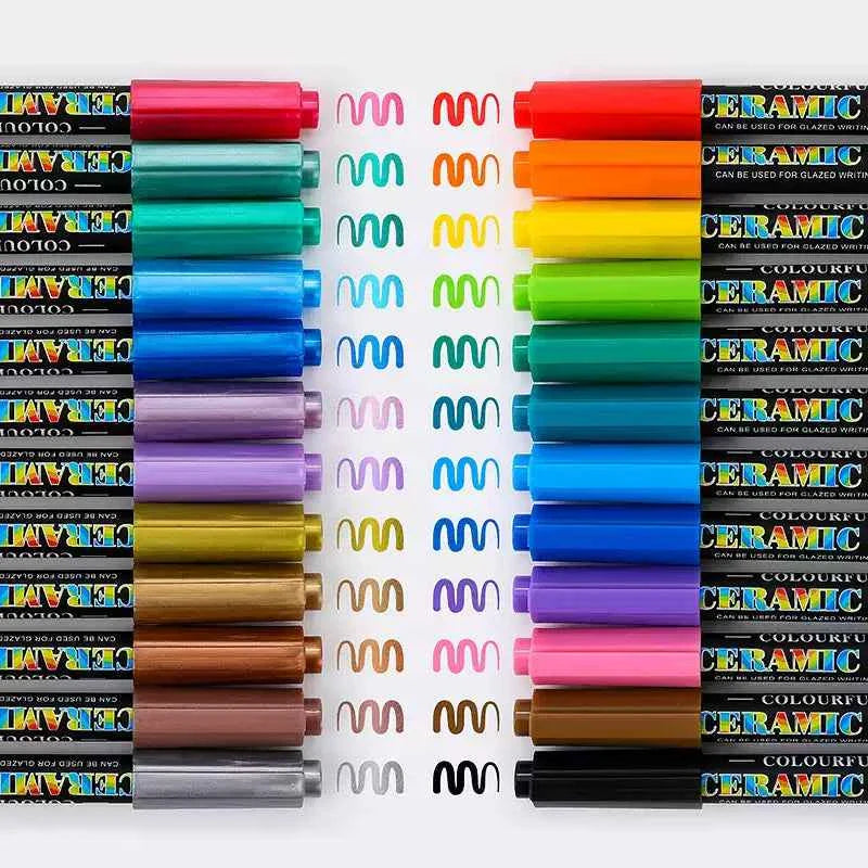 Guangna 6650 DIY Painting Pens White Porcelain Glass Pens,12/24 Colors