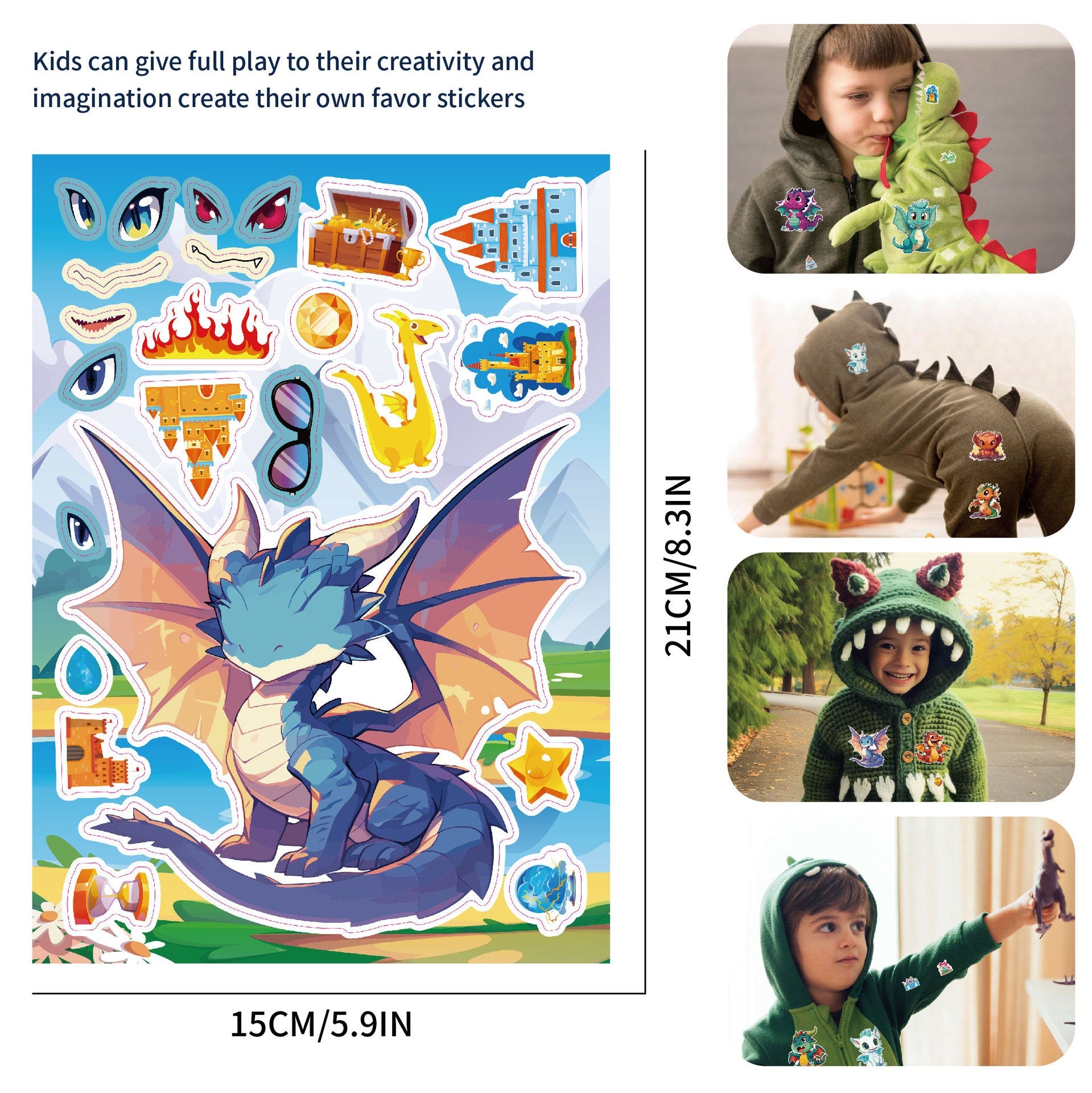 Make a Face Cartoon Charizard DIY Stickers for Kids 24 Sheets